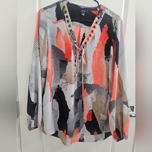 Alfani Multicolor Abstract Tunic Top